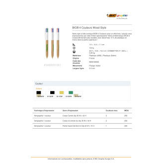 1061  Stylobille BIC® 4 Couleurs Wood Style