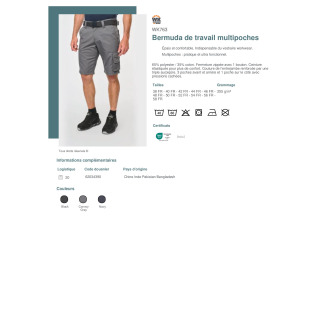 Bermuda de travail multipoches  WK763