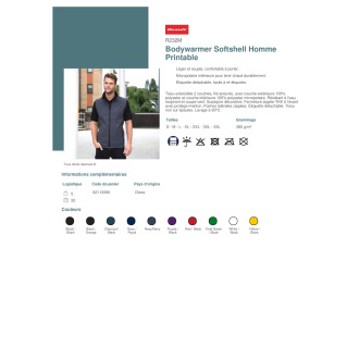 Bodywarmer Softshell Homme Printable  R232M