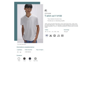 CGTU008  Tshirt col V 150