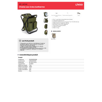 Chaise sac à dos isotherme 3L  SEP140