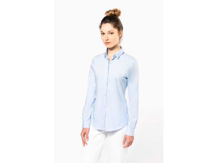 Chemise coton / &eacute;lasthanne manches longues femme - K530