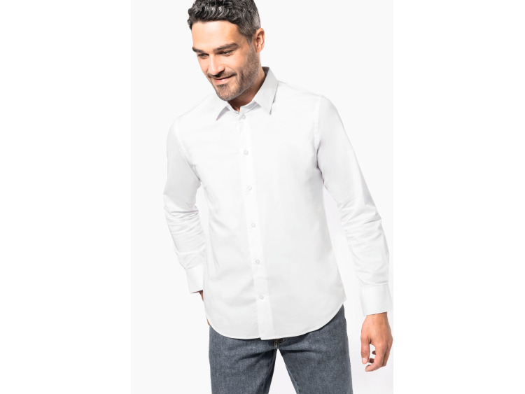 Chemise coton / &eacute;lasthanne manches longues homme - K529