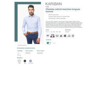 Chemise oxford manches longues homme  K595
