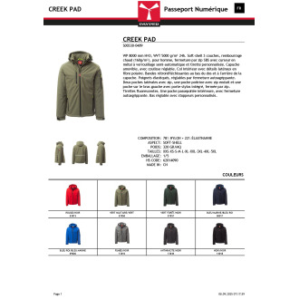 CREEK PAD  Softshell capuche