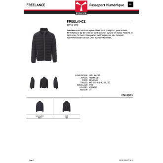 Doudoune légère capuche manches longues  FREELANCE