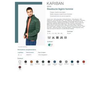 Doudoune légère homme  K6120