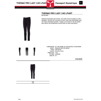 Femme  THERMO PRO LADY LPANT 240