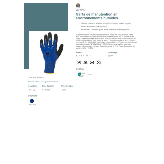 Gants de manutention en environnements humides  WKP703