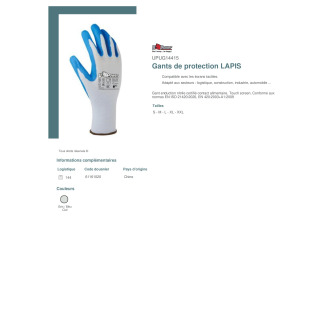 Gants de protection LAPIS  UPUG14415