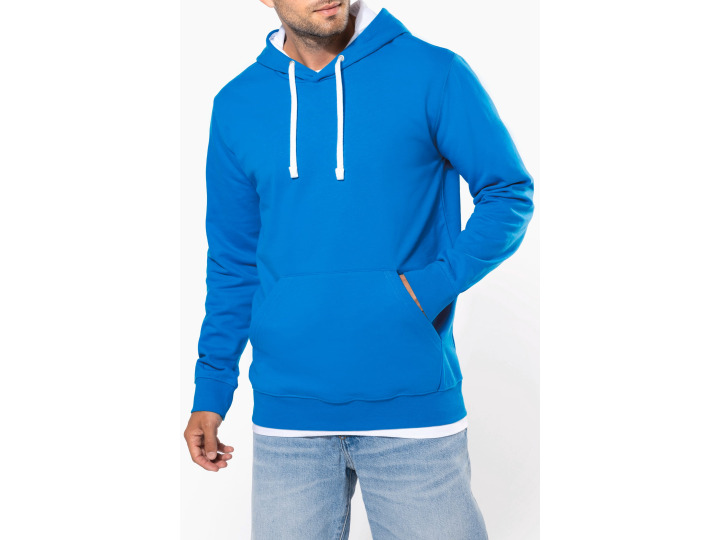 K446  Sweatshirt capuche contrastée homme