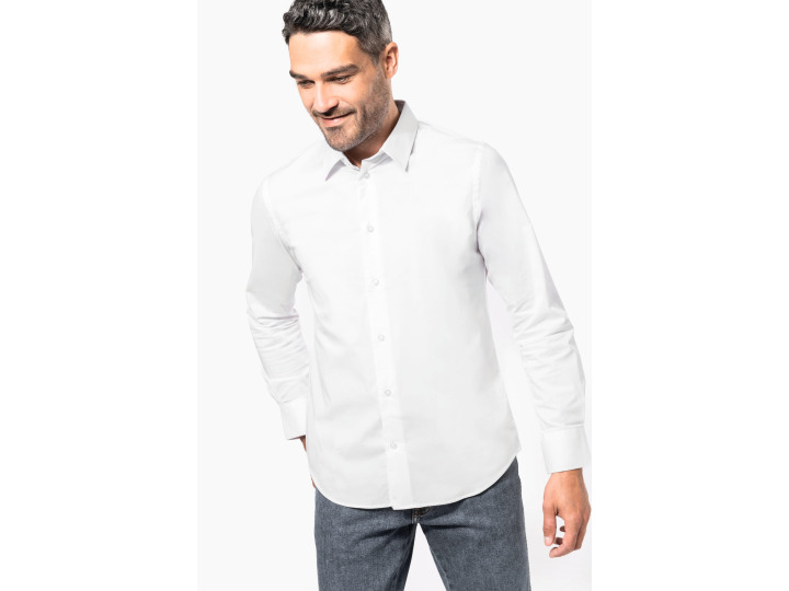 K529  Chemise coton  élasthanne manches longues homme