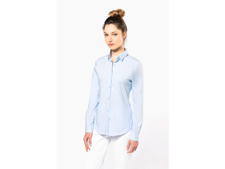 K530  Chemise coton  élasthanne manches longues femme