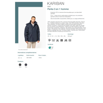 K657  Parka 3 en 1 homme