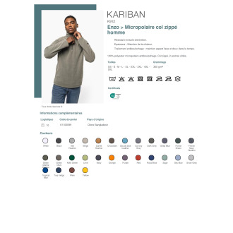 K912  Micropolaire col zippé homme