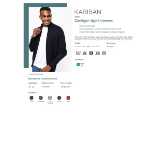 K961  Cardigan zippé homme