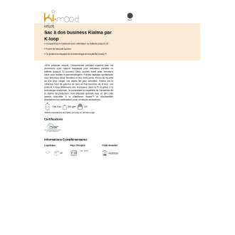 KI5105  Sac à dos business Kialma par Kloop
