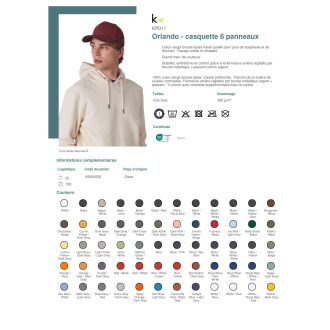 KP011  Orlando  casquette 6 panneaux