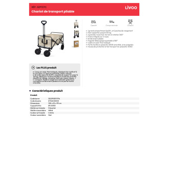 LIVSEP137  Chariot de transport pliable 89L
