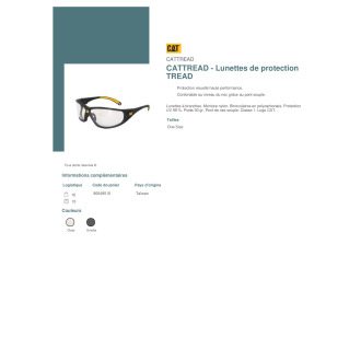 Lunettes de protection pont nez souple  CATTREAD