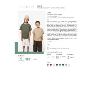 NS340  Tshirt écoresponsable à épaules tombantes enfant
