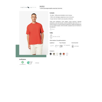 NS352  Tshirt écoresponsable oversize homme