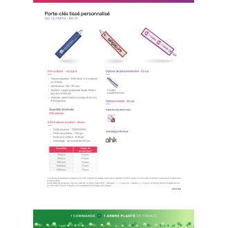 Porteclés textile tissé  OLYMPIA