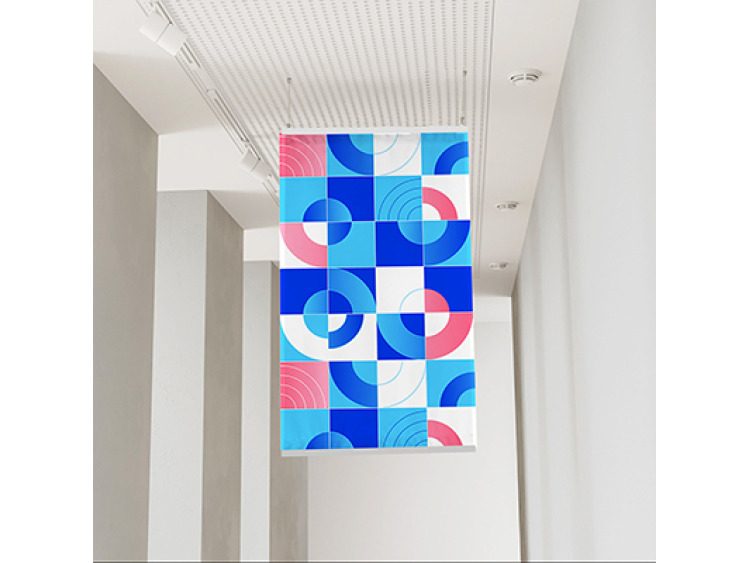 Visuel suspendu textile