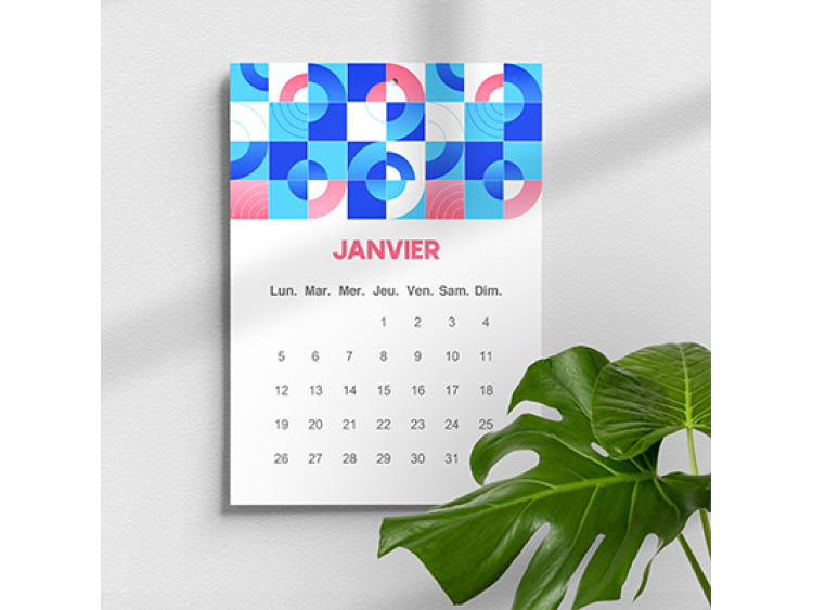 Calendrier mural encoll&eacute;