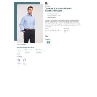 RU964M  Chemise à motifs chevrons manches longues