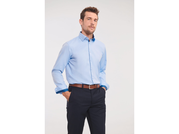 RU964M  Chemise à motifs chevrons manches longues