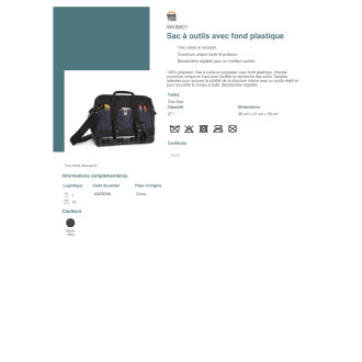 Sac à outils fond plastique  WKI0601