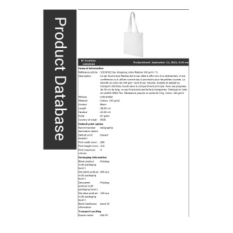 Sac shopping coton Madras 140 grm 7L  120181