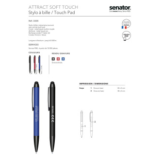 SEN3335  Stylo à bille soft touch pad NAUTIC