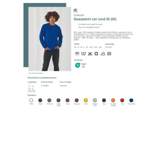 Sweatshirt col rond ID202  CGWUI23