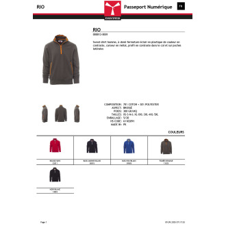 Sweatshirt demi zip éclair plastique  RIO