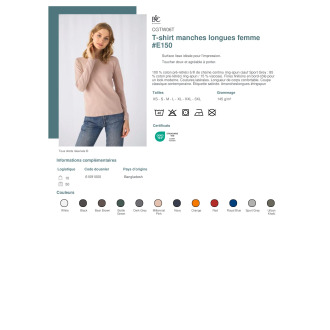Tshirt manches longues femme E150  CGTW06T