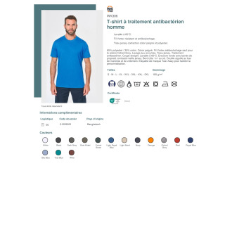 TTWK306  Tshirt à traitement antibactérien homme
