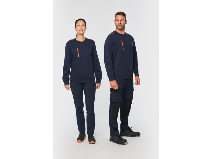 TTWK403  Sweatshirt Day To Day zip poche contrastée unisexe