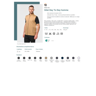 TTWK6148  Gilet Day To Day homme