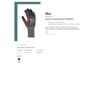 UPUG14413  Gants de protection KUMBA