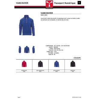 VANCOUVER  Sweatshirt demi zip éclair métal