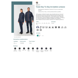 Veste Day To Day bimatière unisexe  WK6147