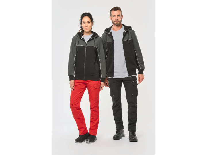 Veste molleton bicolore zippée à capuche écoresponsable unisexe  WK410