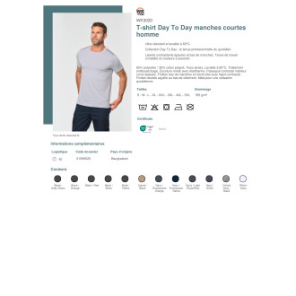WK3020  Tshirt Day To Day manches courtes homme