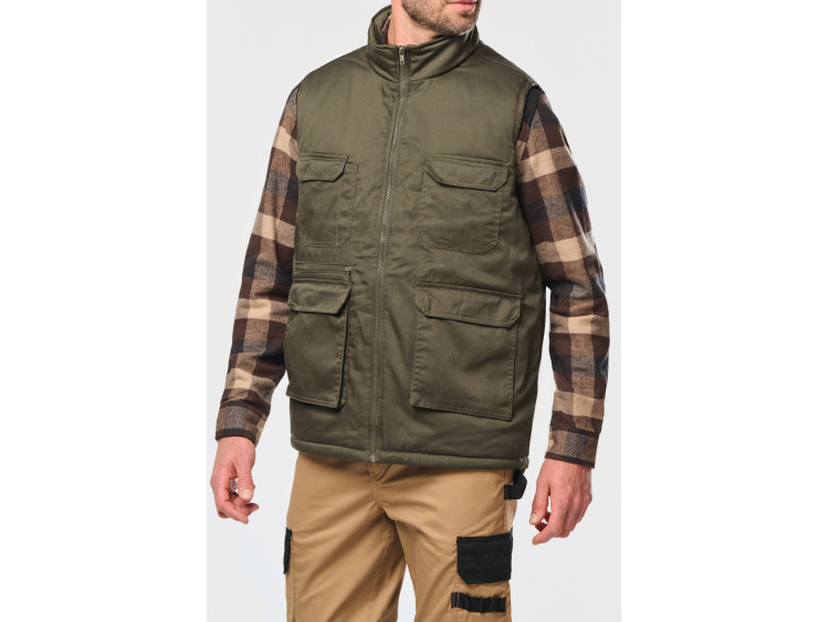 WK607 - Gilet polycoton multipoches rembourré unisexe