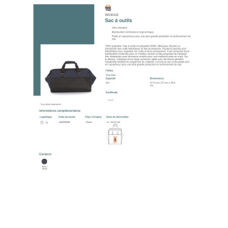 WKI0432  Sac à outils fond caoutchouc