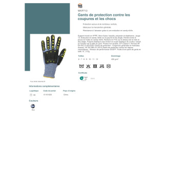 WKP710  Gants de protection contre les coupures et les chocs