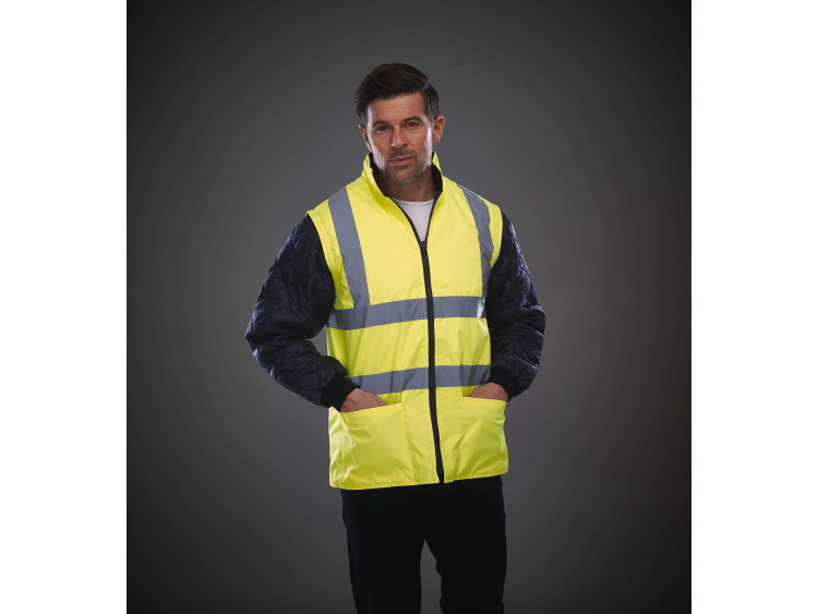 YHV008SL - Veste matelassée haute visibilité avec manches détachables